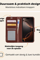Nomfy Hoesje Geschikt voor iPhone 16 Pro Max Hoes Bookcase Flipcase Book Cover - Hoes Geschikt voor iPhone 16 Pro Max Hoesje Book Case - Bruin