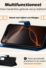Nomfy Hoesje Geschikt voor iPhone 16 Pro Max Hoes Bookcase Flipcase Book Cover - Hoes Geschikt voor iPhone 16 Pro Max Hoesje Book Case - Donkerblauw