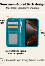 Nomfy Hoesje Geschikt voor iPhone 16 Pro Max Hoes Bookcase Flipcase Book Cover - Hoes Geschikt voor iPhone 16 Pro Max Hoesje Book Case - Turquoise
