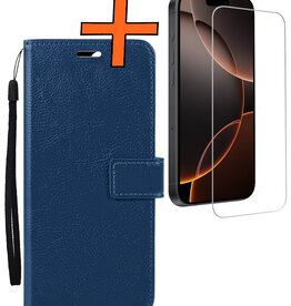 Nomfy Nomfy iPhone 16 Pro Max Hoesje Bookcase Met Screenprotector - Donkerblauw
