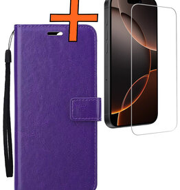 Nomfy Nomfy iPhone 16 Pro Max Hoesje Bookcase Met Screenprotector - Paars