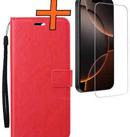 Nomfy Nomfy iPhone 16 Pro Max Hoesje Bookcase Met Screenprotector - Rood