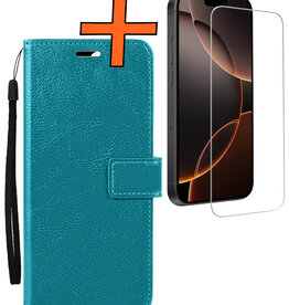 Nomfy Nomfy iPhone 16 Pro Max Hoesje Bookcase Met Screenprotector - Turquoise