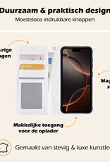 Nomfy Hoesje Geschikt voor iPhone 16 Pro Max Hoes Bookcase Flipcase Book Cover Met Screenprotector - Hoes Geschikt voor iPhone 16 Pro Max Hoesje Book Case - Wit