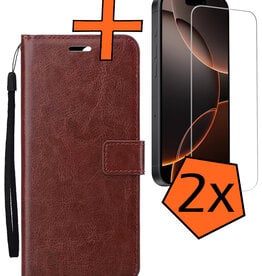 Nomfy Nomfy iPhone 16 Pro Max Hoesje Bookcase Met 2x Screenprotector - Bruin
