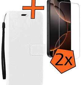 Nomfy Nomfy iPhone 16 Pro Max Hoesje Bookcase Met 2x Screenprotector - Wit