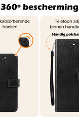 Nomfy Hoesje Geschikt voor iPhone 16 Pro Max Hoes Bookcase Flipcase Book Cover Met 2x Screenprotector - Hoes Geschikt voor iPhone 16 Pro Max Hoesje Book Case - Zwart