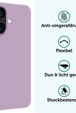Forterra Hoesje Geschikt voor iPhone 16 Plus Case Siliconen Hoes Met 2x Screenprotector - Hoes Geschikt voor iPhone 16 Plus Hoesje Back Cover - Lila