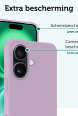 Forterra Hoesje Geschikt voor iPhone 16 Plus Case Siliconen Hoes Met 2x Screenprotector - Hoes Geschikt voor iPhone 16 Plus Hoesje Back Cover - Lila