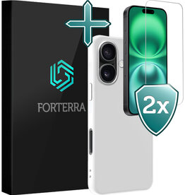 Forterra Forterra iPhone 16 Plus Hoesje Siliconen Met 2x Screenprotector Met Dichte Notch - Wit