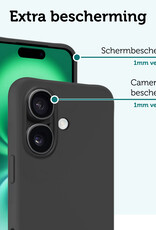 Forterra Hoesje Geschikt voor iPhone 16 Plus Case Siliconen Hoes Met 2x Screenprotector - Hoes Geschikt voor iPhone 16 Plus Hoesje Back Cover - Zwart