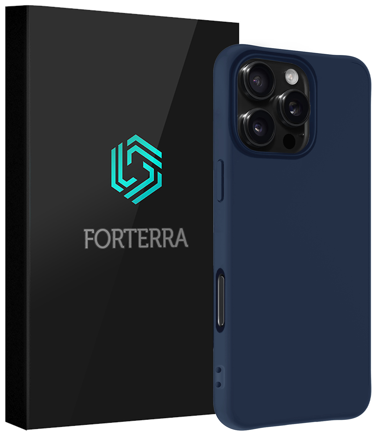Forterra Hoesje Geschikt voor iPhone 16 Pro Case Siliconen Hoes - Hoes Geschikt voor iPhone 16 Pro Hoesje Back Cover - Donkerblauw