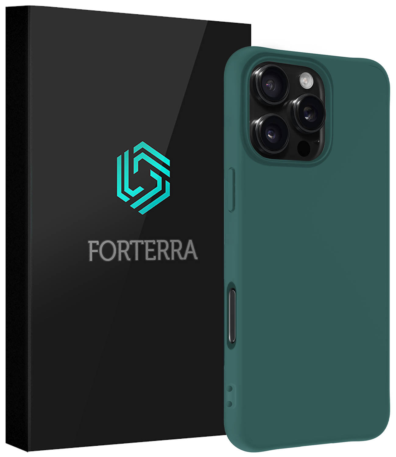 Forterra Hoesje Geschikt voor iPhone 16 Pro Case Siliconen Hoes - Hoes Geschikt voor iPhone 16 Pro Hoesje Back Cover - Donkergroen