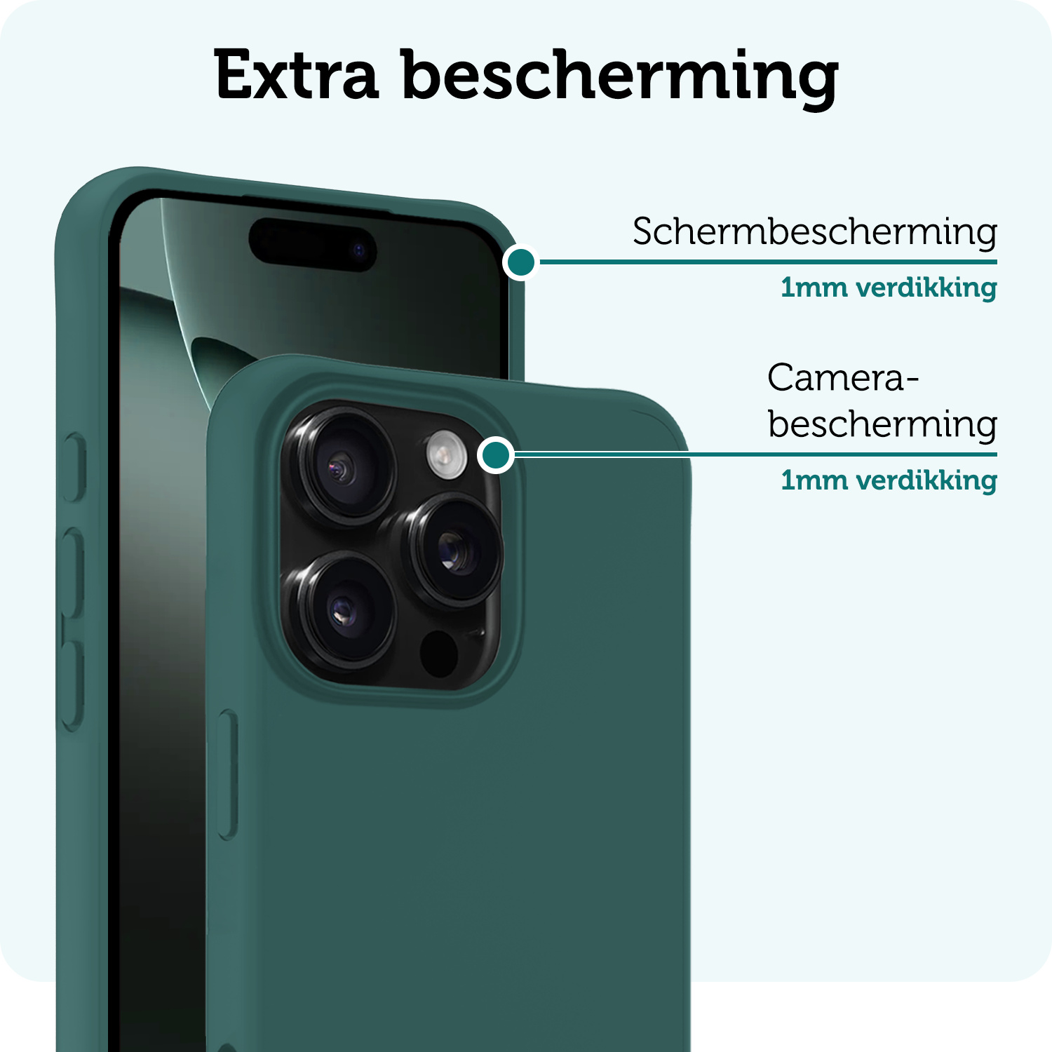 Forterra Hoesje Geschikt voor iPhone 16 Pro Case Siliconen Hoes - Hoes Geschikt voor iPhone 16 Pro Hoesje Back Cover - Donkergroen