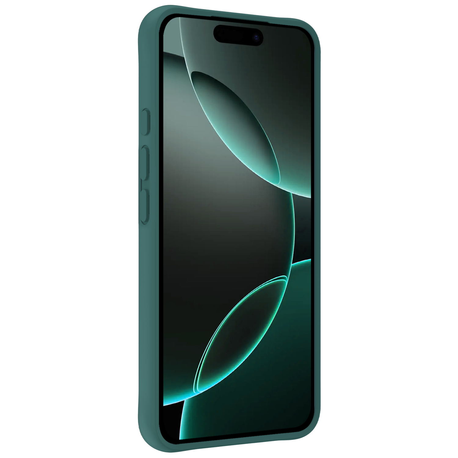 Forterra Hoesje Geschikt voor iPhone 16 Pro Case Siliconen Hoes - Hoes Geschikt voor iPhone 16 Pro Hoesje Back Cover - Donkergroen