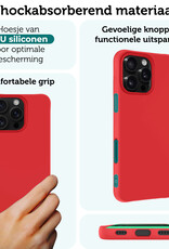 Forterra Hoesje Geschikt voor iPhone 16 Pro Case Siliconen Hoes - Hoes Geschikt voor iPhone 16 Pro Hoesje Back Cover - Rood