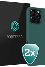 Forterra Hoesje Geschikt voor iPhone 16 Pro Case Siliconen Hoes - Hoes Geschikt voor iPhone 16 Pro Hoesje Back Cover - Donkergroen - 2 PACK