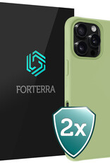 Forterra Hoesje Geschikt voor iPhone 16 Pro Case Siliconen Hoes - Hoes Geschikt voor iPhone 16 Pro Hoesje Back Cover - Groen - 2 PACK