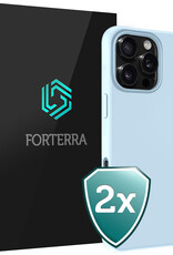 Forterra Hoesje Geschikt voor iPhone 16 Pro Case Siliconen Hoes - Hoes Geschikt voor iPhone 16 Pro Hoesje Back Cover - Lichtblauw - 2 PACK