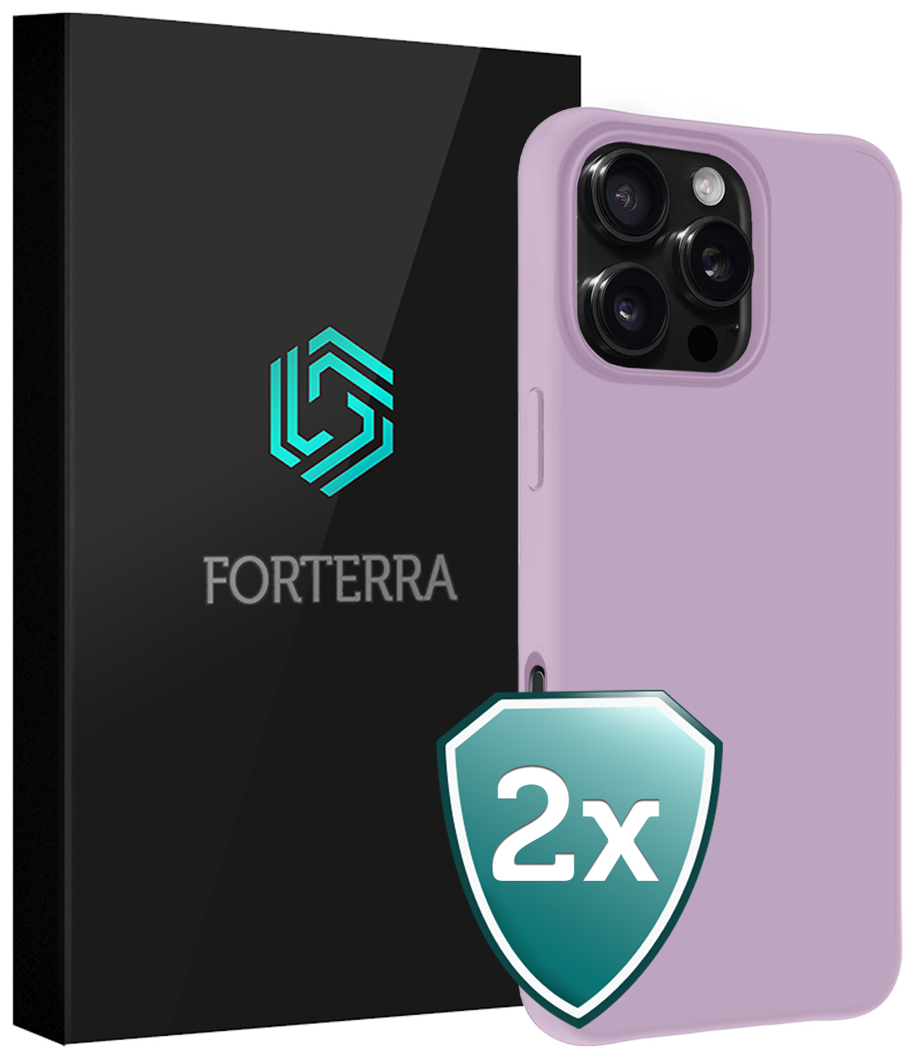 Forterra Hoesje Geschikt voor iPhone 16 Pro Case Siliconen Hoes - Hoes Geschikt voor iPhone 16 Pro Hoesje Back Cover - Lila - 2 PACK