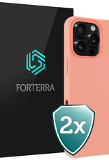 Forterra Hoesje Geschikt voor iPhone 16 Pro Case Siliconen Hoes - Hoes Geschikt voor iPhone 16 Pro Hoesje Back Cover - Perzik - 2 PACK