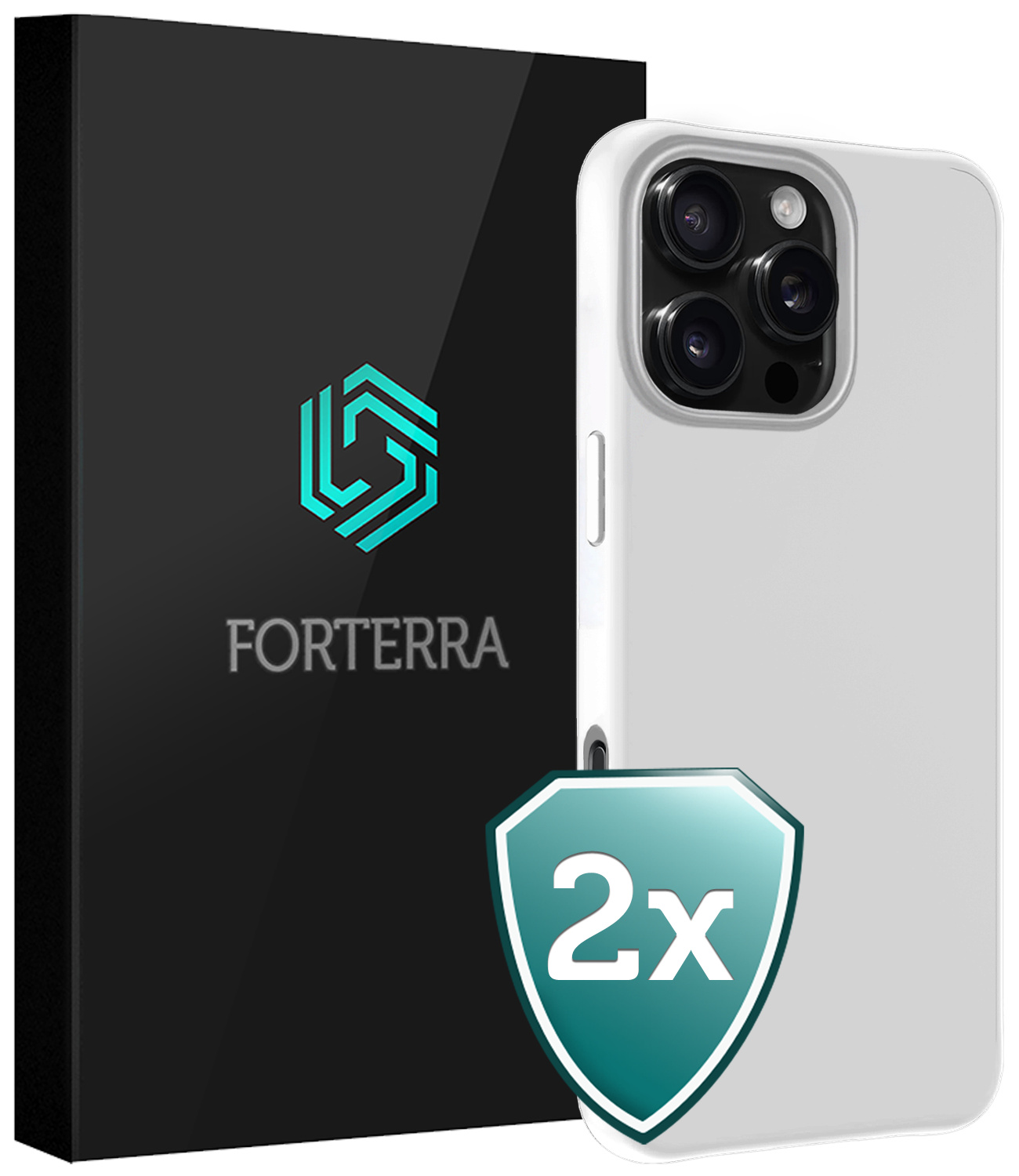 Forterra Hoesje Geschikt voor iPhone 16 Pro Case Siliconen Hoes - Hoes Geschikt voor iPhone 16 Pro Hoesje Back Cover - Wit - 2 PACK