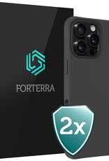 Forterra Hoesje Geschikt voor iPhone 16 Pro Case Siliconen Hoes - Hoes Geschikt voor iPhone 16 Pro Hoesje Back Cover - Zwart - 2 PACK