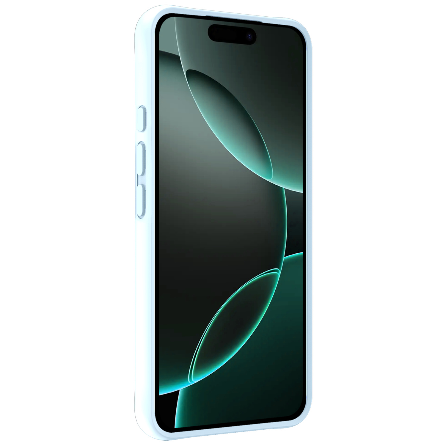 Forterra Hoesje Geschikt voor iPhone 16 Pro Case Siliconen Hoes Met Screenprotector - Hoes Geschikt voor iPhone 16 Pro Hoesje Back Cover - Lichtblauw