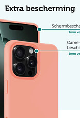 Forterra Hoesje Geschikt voor iPhone 16 Pro Case Siliconen Hoes Met Screenprotector - Hoes Geschikt voor iPhone 16 Pro Hoesje Back Cover - Perzik
