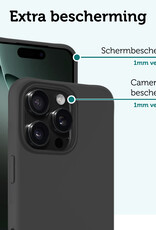Forterra Hoesje Geschikt voor iPhone 16 Pro Case Siliconen Hoes Met Screenprotector - Hoes Geschikt voor iPhone 16 Pro Hoesje Back Cover - Zwart