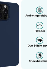 Forterra Hoesje Geschikt voor iPhone 16 Pro Case Siliconen Hoes Met 2x Screenprotector - Hoes Geschikt voor iPhone 16 Pro Hoesje Back Cover - Donkerblauw