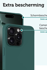 Forterra Hoesje Geschikt voor iPhone 16 Pro Case Siliconen Hoes Met 2x Screenprotector - Hoes Geschikt voor iPhone 16 Pro Hoesje Back Cover - Donkergroen
