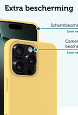 Forterra Hoesje Geschikt voor iPhone 16 Pro Case Siliconen Hoes Met 2x Screenprotector - Hoes Geschikt voor iPhone 16 Pro Hoesje Back Cover - Geel