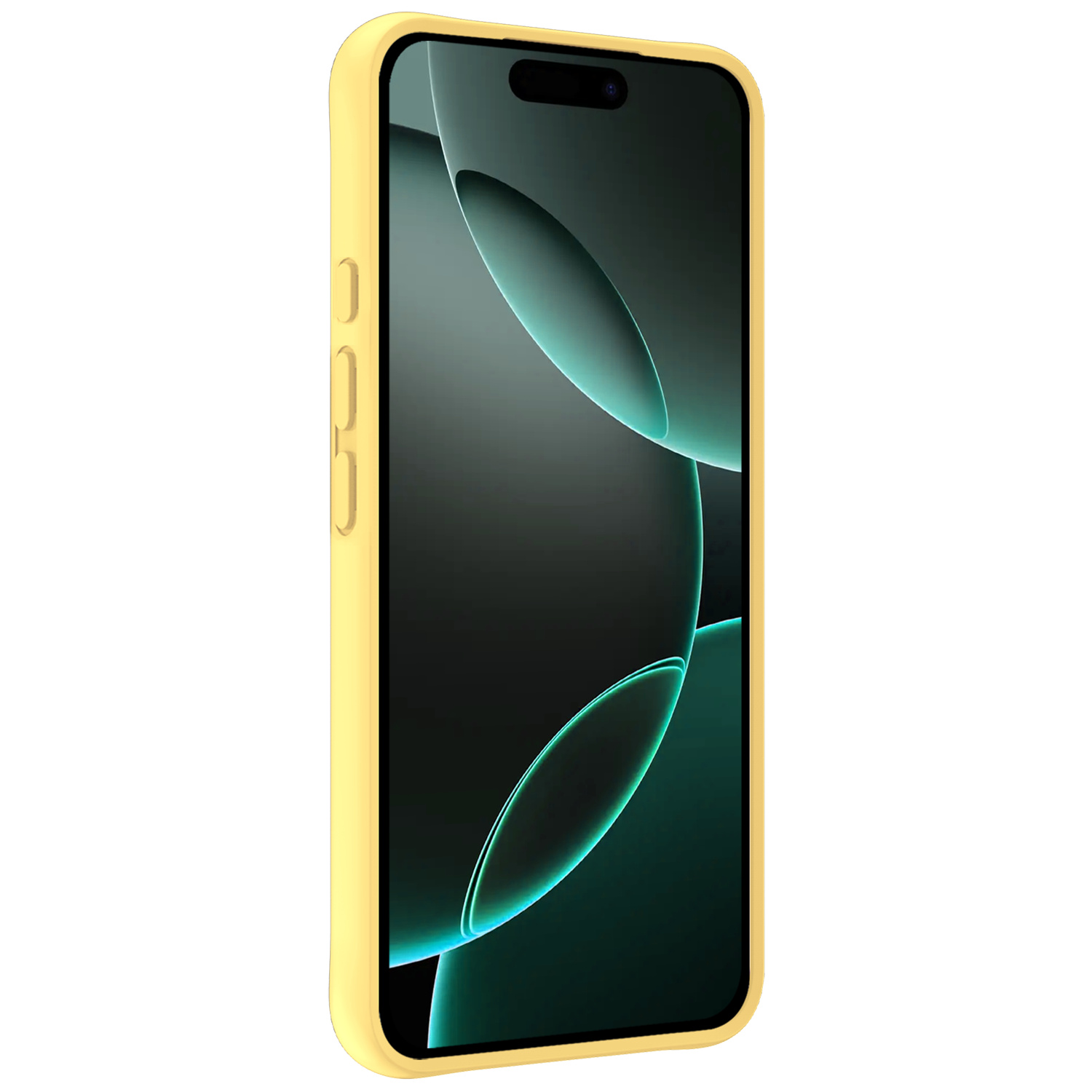 Forterra Hoesje Geschikt voor iPhone 16 Pro Case Siliconen Hoes Met 2x Screenprotector - Hoes Geschikt voor iPhone 16 Pro Hoesje Back Cover - Geel