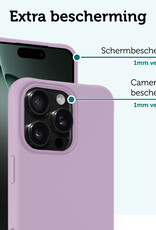 Forterra Hoesje Geschikt voor iPhone 16 Pro Case Siliconen Hoes Met 2x Screenprotector - Hoes Geschikt voor iPhone 16 Pro Hoesje Back Cover - Lila