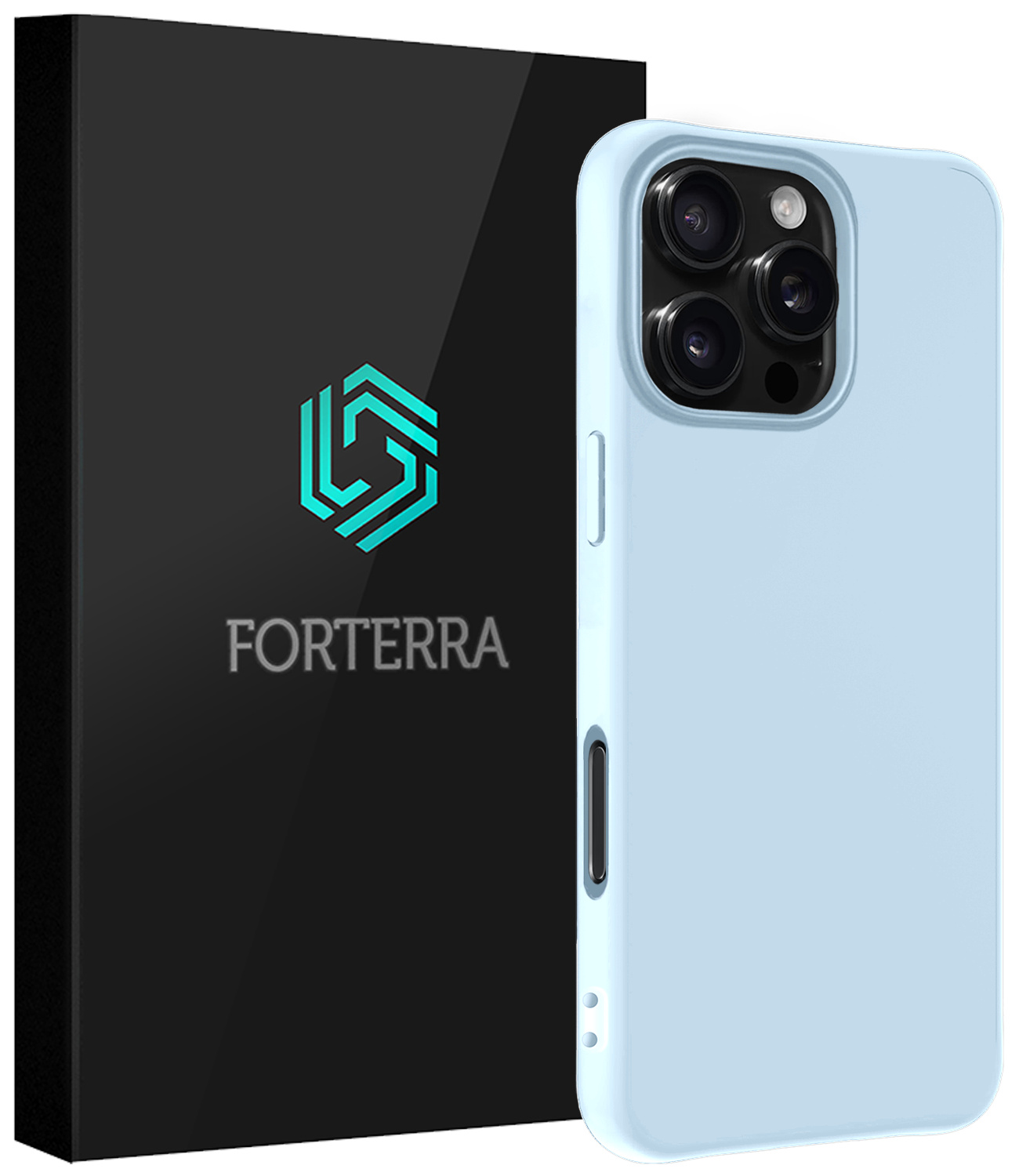 Forterra Hoesje Geschikt voor iPhone 16 Pro Max Case Siliconen Hoes - Hoes Geschikt voor iPhone 16 Pro Max Hoesje Back Cover - Lichtblauw