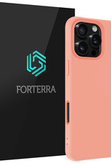 Forterra Hoesje Geschikt voor iPhone 16 Pro Max Case Siliconen Hoes - Hoes Geschikt voor iPhone 16 Pro Max Hoesje Back Cover - Perzik