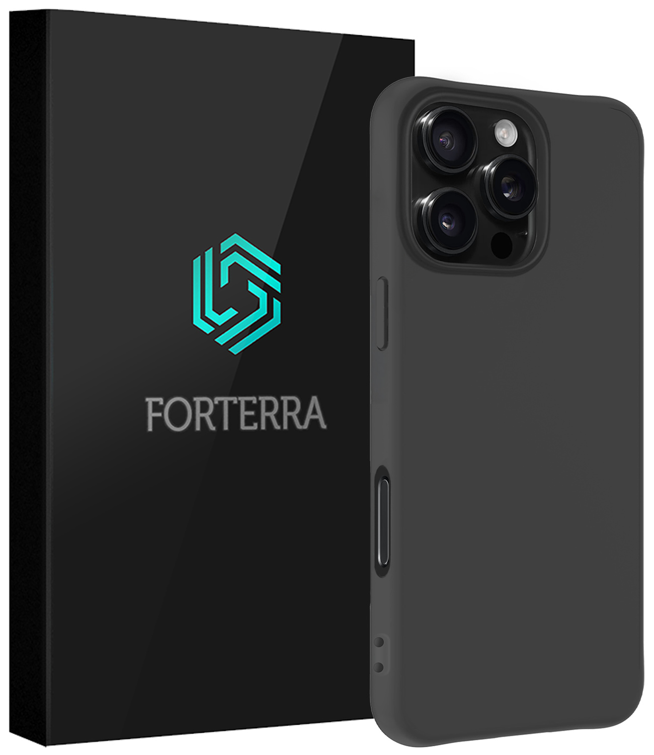 Forterra Hoesje Geschikt voor iPhone 16 Pro Max Case Siliconen Hoes - Hoes Geschikt voor iPhone 16 Pro Max Hoesje Back Cover - Zwart