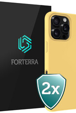 Forterra Hoesje Geschikt voor iPhone 16 Pro Max Case Siliconen Hoes - Hoes Geschikt voor iPhone 16 Pro Max Hoesje Back Cover - Geel - 2 PACK