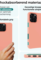 Forterra Hoesje Geschikt voor iPhone 16 Pro Max Case Siliconen Hoes - Hoes Geschikt voor iPhone 16 Pro Max Hoesje Back Cover - Perzik - 2 PACK