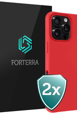 Forterra Hoesje Geschikt voor iPhone 16 Pro Max Case Siliconen Hoes - Hoes Geschikt voor iPhone 16 Pro Max Hoesje Back Cover - Rood - 2 PACK