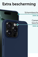 Forterra Hoesje Geschikt voor iPhone 16 Pro Max Case Siliconen Hoes Met Screenprotector - Hoes Geschikt voor iPhone 16 Pro Max Hoesje Back Cover - Donkerblauw