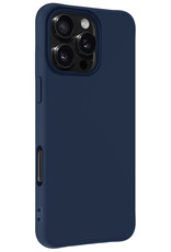Forterra Hoesje Geschikt voor iPhone 16 Pro Max Case Siliconen Hoes Met Screenprotector - Hoes Geschikt voor iPhone 16 Pro Max Hoesje Back Cover - Donkerblauw