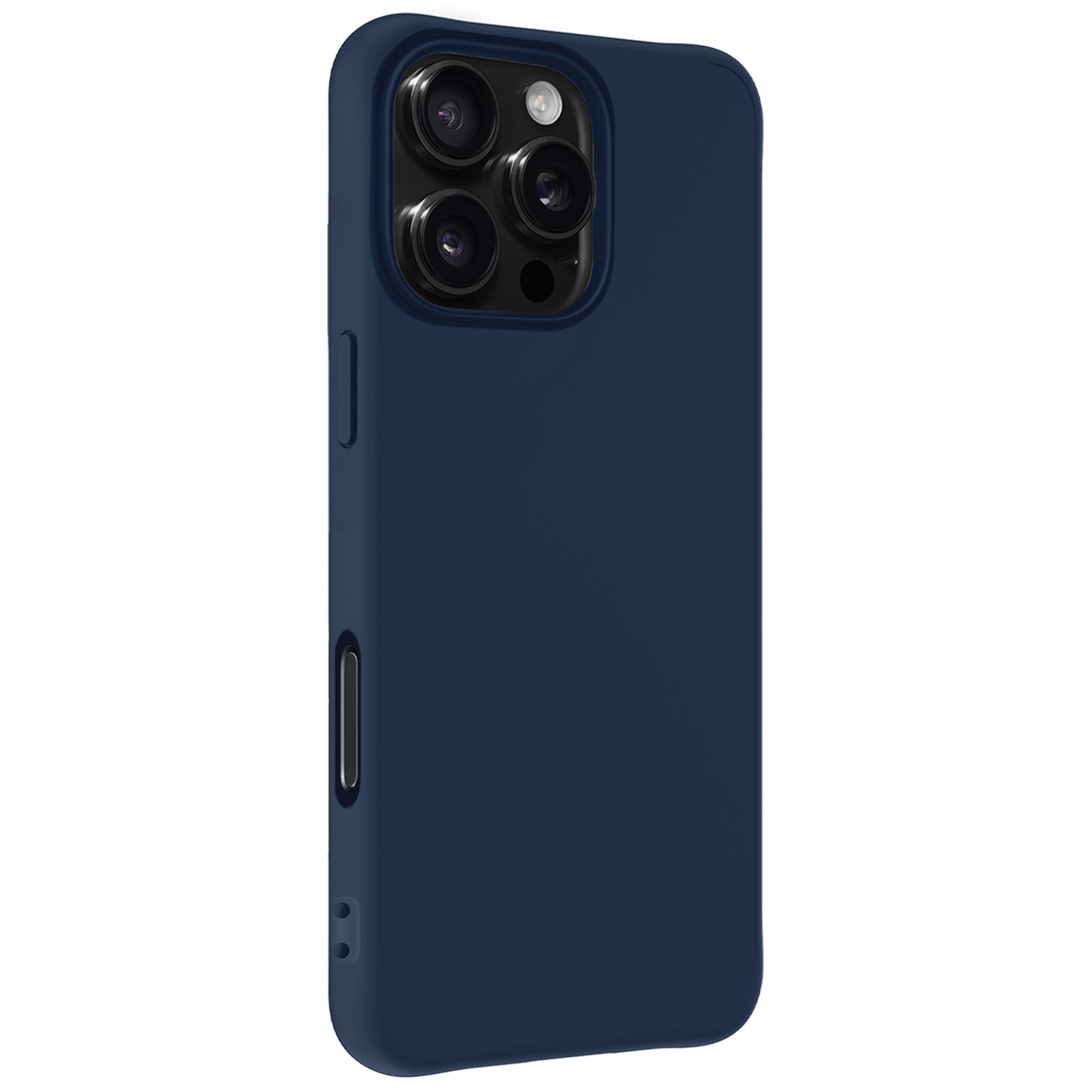 Forterra Hoesje Geschikt voor iPhone 16 Pro Max Case Siliconen Hoes Met Screenprotector - Hoes Geschikt voor iPhone 16 Pro Max Hoesje Back Cover - Donkerblauw