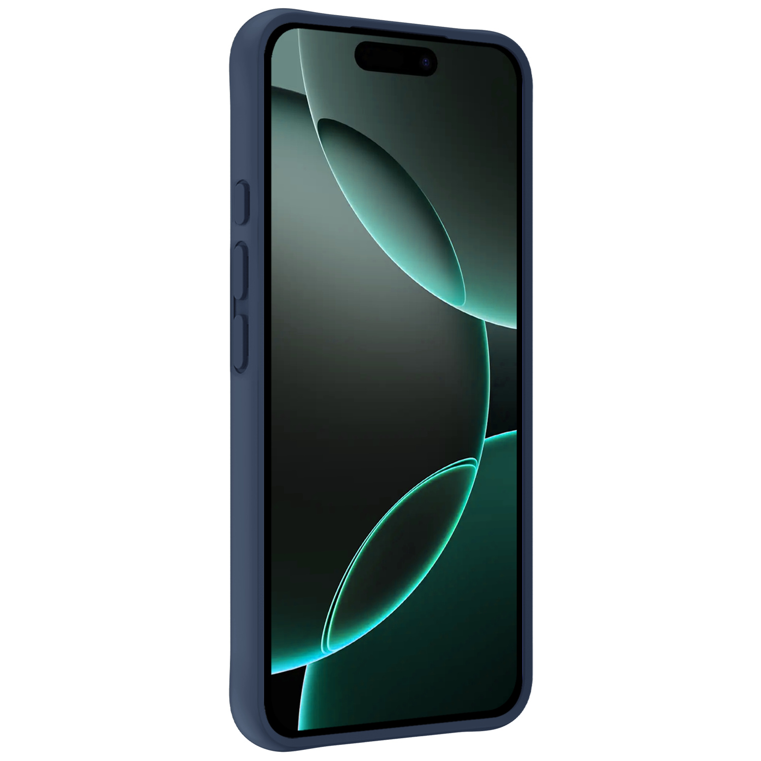Forterra Hoesje Geschikt voor iPhone 16 Pro Max Case Siliconen Hoes Met Screenprotector - Hoes Geschikt voor iPhone 16 Pro Max Hoesje Back Cover - Donkerblauw
