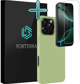 Forterra Forterra iPhone 16 Pro Max Hoesje Siliconen Met Screenprotector Met Dichte Notch - Groen