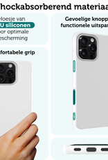 Forterra Hoesje Geschikt voor iPhone 16 Pro Max Case Siliconen Hoes Met Screenprotector - Hoes Geschikt voor iPhone 16 Pro Max Hoesje Back Cover - Wit