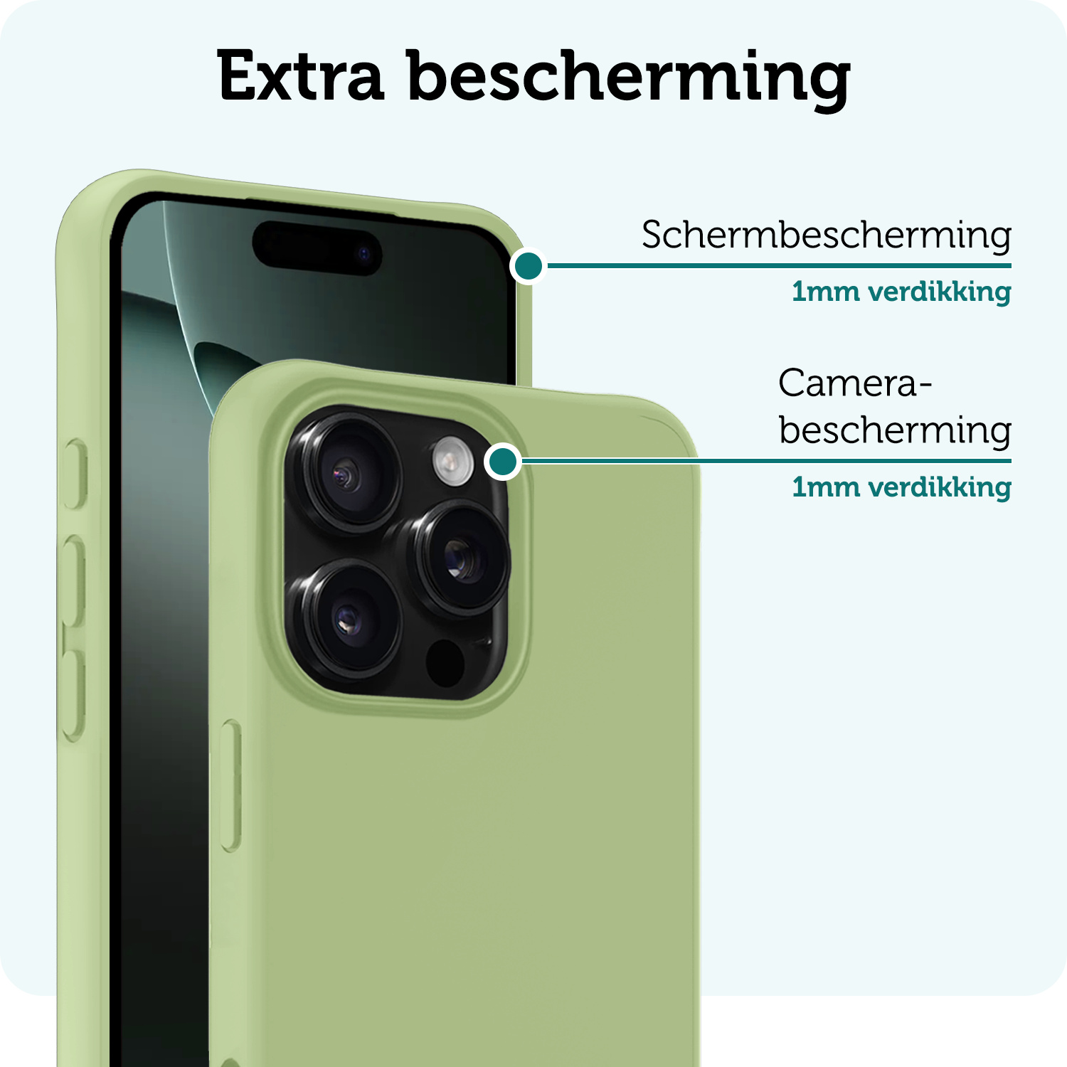 Forterra Hoesje Geschikt voor iPhone 16 Pro Max Case Siliconen Hoes Met 2x Screenprotector - Hoes Geschikt voor iPhone 16 Pro Max Hoesje Back Cover - Groen