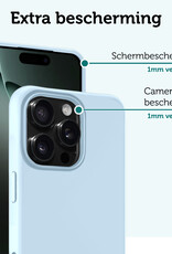 Forterra Hoesje Geschikt voor iPhone 16 Pro Max Case Siliconen Hoes Met 2x Screenprotector - Hoes Geschikt voor iPhone 16 Pro Max Hoesje Back Cover - Lichtblauw