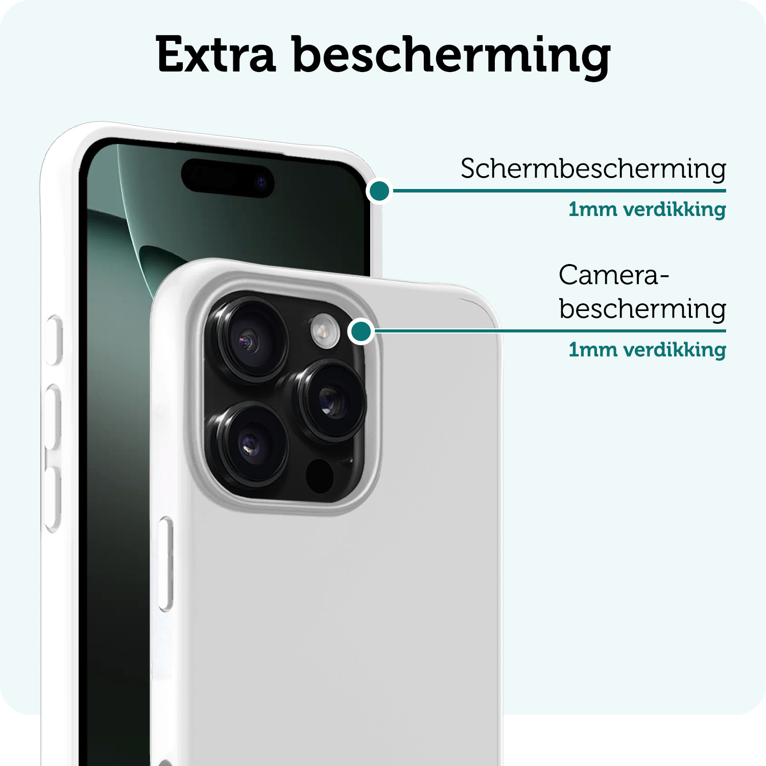 Forterra Hoesje Geschikt voor iPhone 16 Pro Max Case Siliconen Hoes Met 2x Screenprotector - Hoes Geschikt voor iPhone 16 Pro Max Hoesje Back Cover - Wit